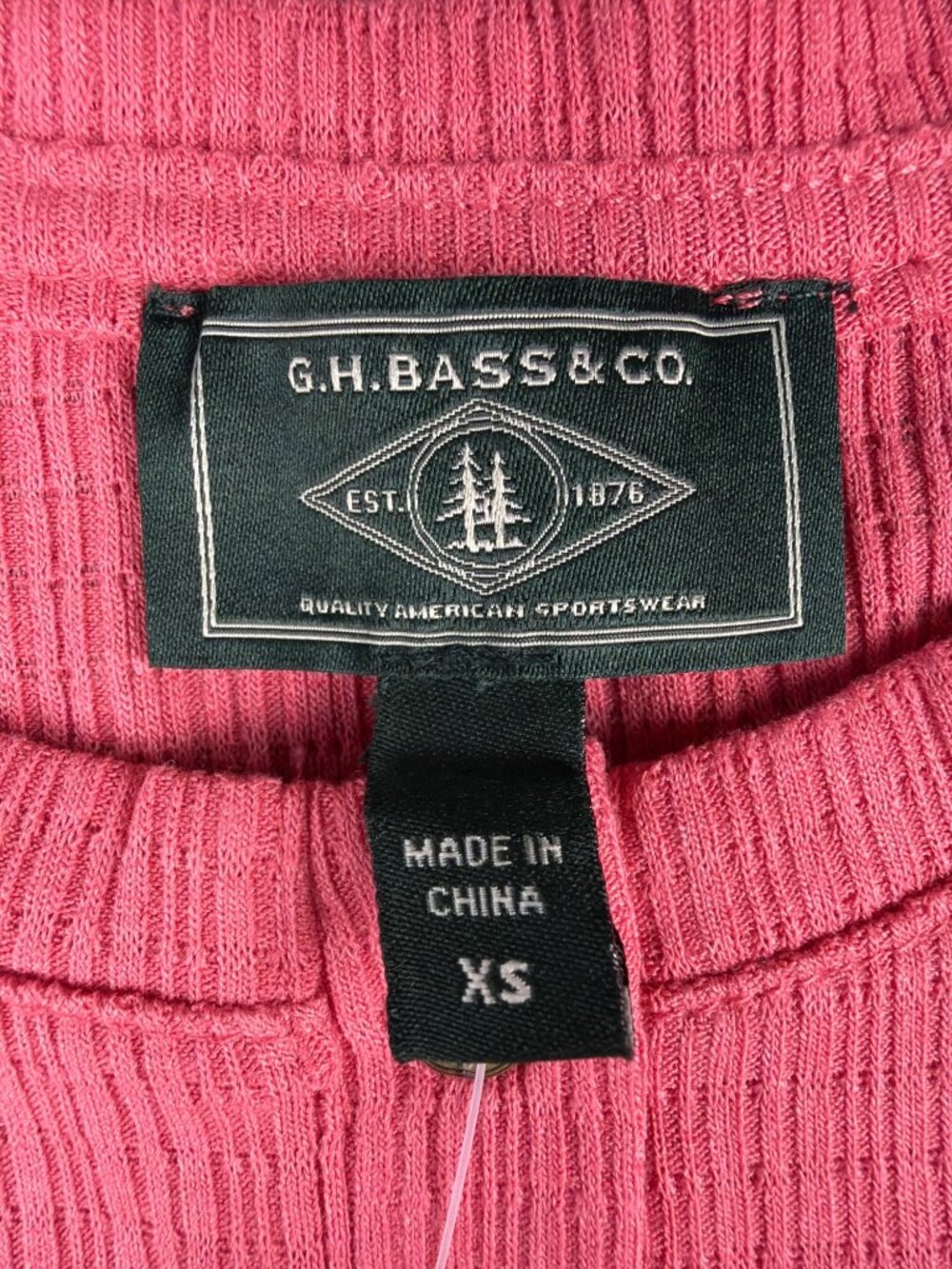 G.H. Bass & Co. Womens Textured Henley Long Sleeve Top XS Pink - Picture 6 of 8